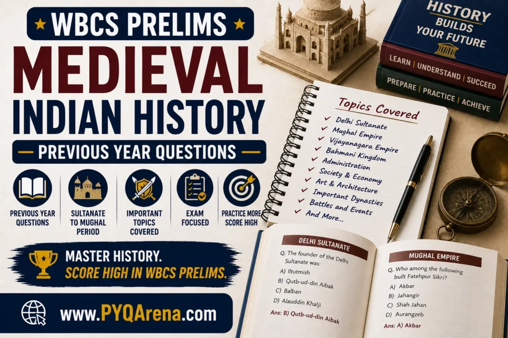 WBCS Prelims Medieval Indian History Previous Year Questions