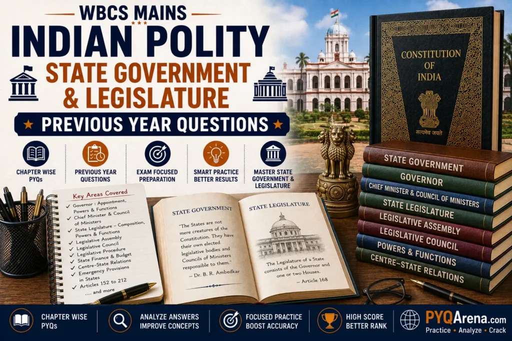 WBCS Mains Indian Polity State Government & Legislature PYQs
